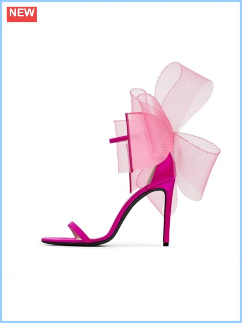 Open Toe Stiletto Heeled Sandals with Mesh Bow Knot Ankle Strap